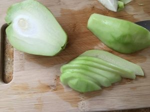 sliced chayote