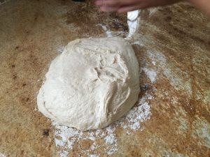 dough on floured surface
