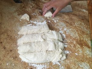 dough cut in strips