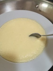 Steamed egg with spoon